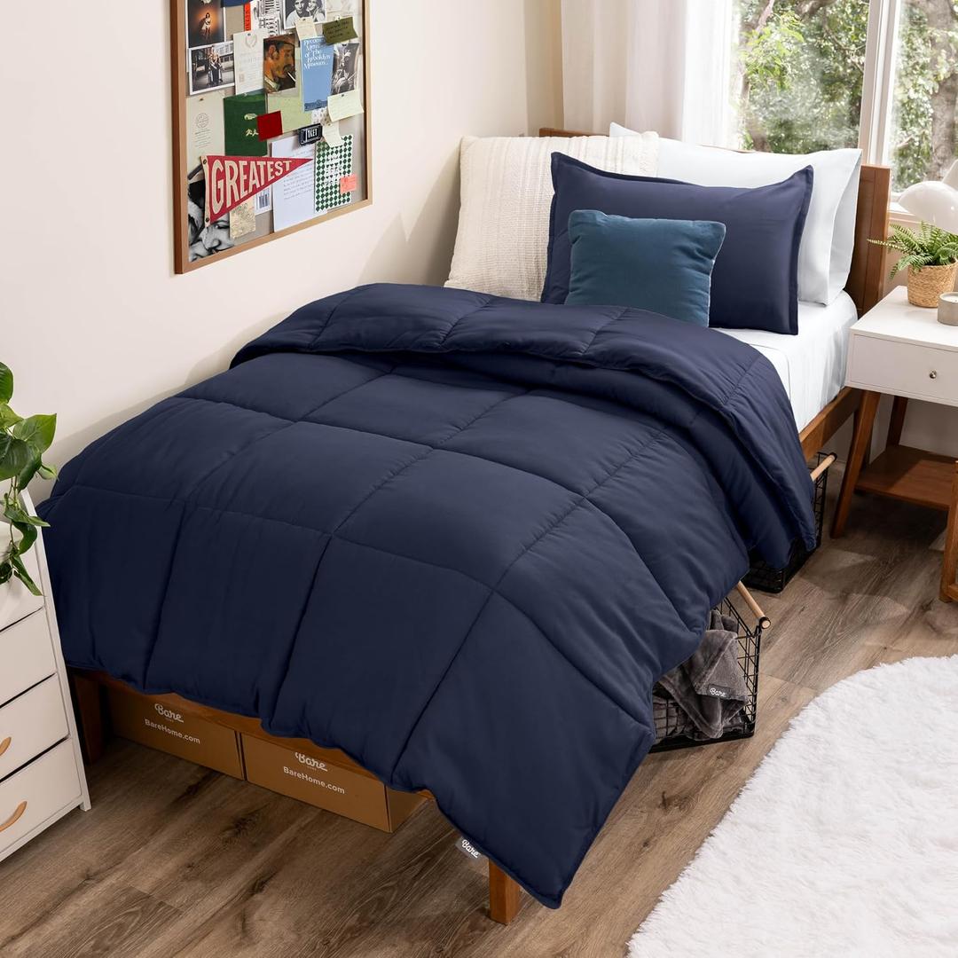 Bare Home Comforter Set - Twin/Twin Extra Long Size - Ultra-Soft - Goose Down Alternative - Premium 1800 Series - All Season Warmth (Twin/Twin XL, Midnight)