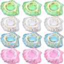 Honeydak 12 Pieces Inflatable Drink Holder Shell Drink Floats Sequin Reusable Inflatable Sea Animal Cup Coasters Pool Cup Holders for Summer Swimming Party Favors Decoration (White,Pink,Blue,Green), 8.6*6.7*2.16 inch/22*17*5.5cm