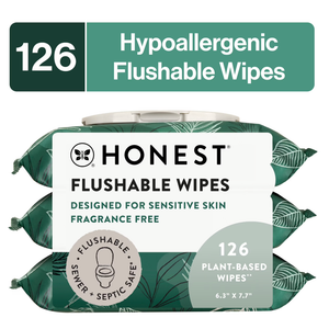 The Honest Company Flushable Wipes, Plant-Based, 126 Count, Tropical Leaves