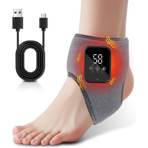 SolEVA Foot Massager, Heated Ankle Brace, Foot Massagers for Pain and Circulation, Cordless Ankle Massager with 5 Heat Level, Rechargeable Massager with LCD Display, for Pain Relief