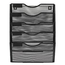 Pocket Mesh Hanging Wall File Organizer, Wall Mounted Mail Paper Document Folder Holder, Clipboard Storage Organization Magazine Rack with Nametag Label for Office Home School, Black