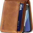 for Samsung Galaxy Z flip 7 5g Case Flip Leather Cover with Hinge Protection, Magnetic Shockproof Wallet Case [1 Card Holder], Slim Thin Phone Case for Samsung Z Flip 7 Funda (Brown)