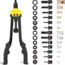 HURRICANE 16" Rivet Nut Tool Kit with Auto Release, Heavy Duty Hand Riveter-13 Metric&SAE Mandrels, 130Pcs Nutserts, Long Arm Labor-Saving Design for Automotive, Metal & Marine Includes Plastic Case
