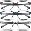 JOLISU 5PCS Reading Glasses Men - Blue Light Blocking Metal Frame for Mens/Women - Durable Readers Fit Read 1.50x