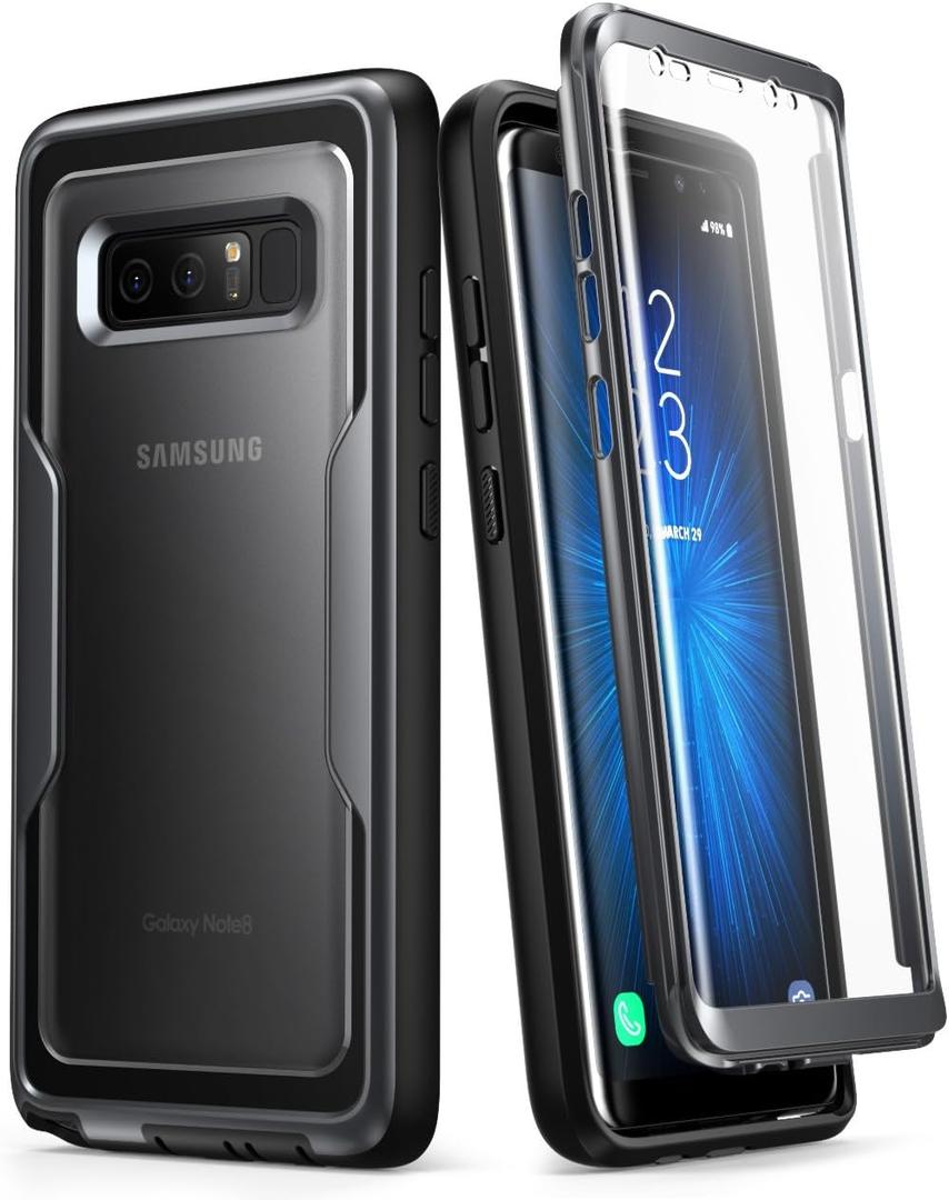 i-Blason Case for Galaxy Note 8, Magma Series Built-in Screen Protective Clear Back Cover with Holster Heavy Duty Belt Clip Shell (Black)