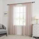 HUTO Blush Pink Sheer Curtains 108 inches Long for Bedroom Top Rod Pocket Sheer Window Panels Curtains for Nursery Living Room 52 by 108 Inch Length Set of 2 Panels
