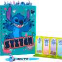 Disney Stitch Tab Journal Spiral Notebook, Ballpoint Pen, Sticky Tabs, 96 Lined Pages, Blue