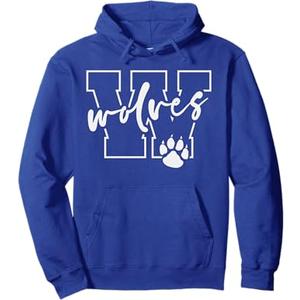 Blue Wolves Mascot Wolves Baseball Wolves Basketball Football Pullover Hoodie Size Small
