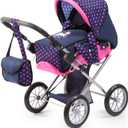 Bayer: Baby Doll City Star Pram in Polka Dots, Blue/Pink | Baby Dolls | Pretend | Dress up | Accessories