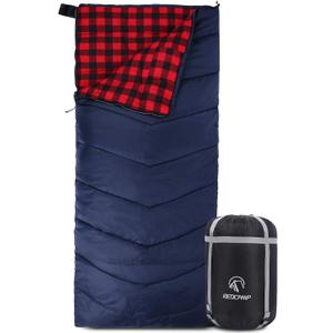 REDCAMP Cotton Flannel Sleeping Bag for Camping Backpacking, Adults Cold Weather Envelope Sleeping Bags(Navy Blue)