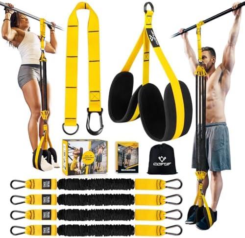 Heavy-Duty Pull Up Resistance Bands with Adjustable Resistance & Height, Dual Stable Foot Support Pedals, Assist Beginners in Pull Up Workout