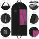 Garment Bags for Hanging Clothes and Travel with 4" Gusseted, Suit Cover for Clothes,Coats,Suit,Jackets,Dress,Shirts,Skirt. (Black-50"-3pcs-Double zipper-Thickened 80G Non-woven Fabric)