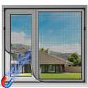 Magnetic Window Screen, Adjustable DIY 47x51in Window Screen Replacement, Black Frame Black Fiberglass Mesh, No Drilling Easy Cut-to-Fit for Sliding/Swing/Top-Hung, Fits Wood/Iron/PVC Frames