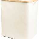 Naturoom 60L Bamboo Storage Basket | Laundry Hamper, Folding Bamboo Frame Fabric Shelf Basket With Handles, Large Cube Organizer For Bathroom, Bedroom Dirty Clothes/Towels/Blankets/Toys Storage Bin