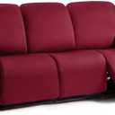 ULTICOR Squared Jacquard Design 8-Pieces Recliner Sofa Covers Stretch Reclining Couch Covers for 3 Cushion Reclining Sofa Slipcovers Thick Soft Washable (3 Seater Recliner Cover, Burgundy - Wine)