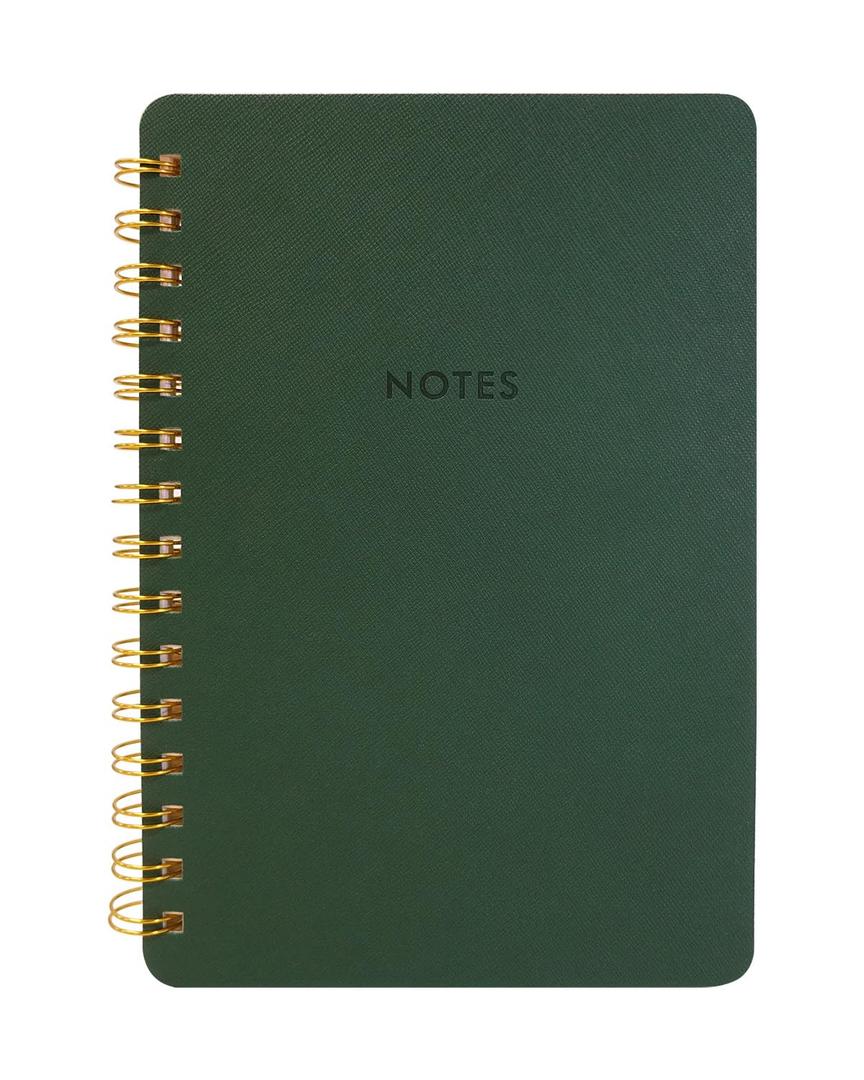 CAIYI STUDIO A5 Lined Spiral Journal Notebook, 160 Pages 100 GSM Thick Paper, 5.7 x 8.2 inches College Ruled Notebook, Double-Wire/Faux Leather Cover/Inner Pocket (Jasper)