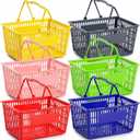 Mumufy 6 Pack Plastic Shopping Baskets with Handles Bulk 15.3x11.4x8''