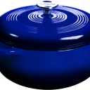Lodge 3 Quart Enameled Cast Iron Dutch Oven with Lid  Dual Handles  Oven Safe up to 500 F or on Stovetop - Use to Marinate, Cook, Bake, Refrigerate and Serve  Indigo