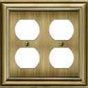 BESTTEN Polished Brass Double Duplex Electrical Receptacle Outlet Cover Plates, 2-Gang Metal Wall Plate Switch Covers, Midsize