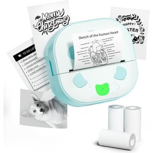 NDYIN Sticker Printer, PrintPods Mini Printer, Bluetooth Portable Sticker Maker with 3 Rolls Paper, Print Pod Inkless Thermal Printer for iPhone, Impresora Porttil for Notes, Journal, DIY, Kids Gift