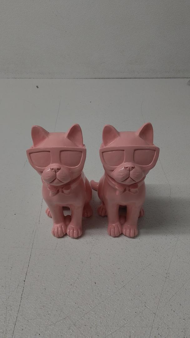 Holiday Home Sitting Cat Decor Pink 8.7in 2 Pack