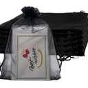 Jexila Black Organza Gift Bags 4X6 Inch Small Mesh Bags Drawstring Jewelry Pouch for Wedding Party Favor Goodie Candy Bags, Black
