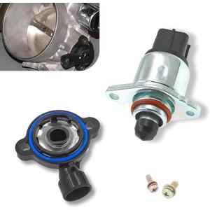 Idle Air Control Valve, Throttle Position Sensor Replacement 17113625 17113598, High Temperature Resistant Quick Response Modification Parts, Compatible with Buick Chevrolet (Silver & Black)