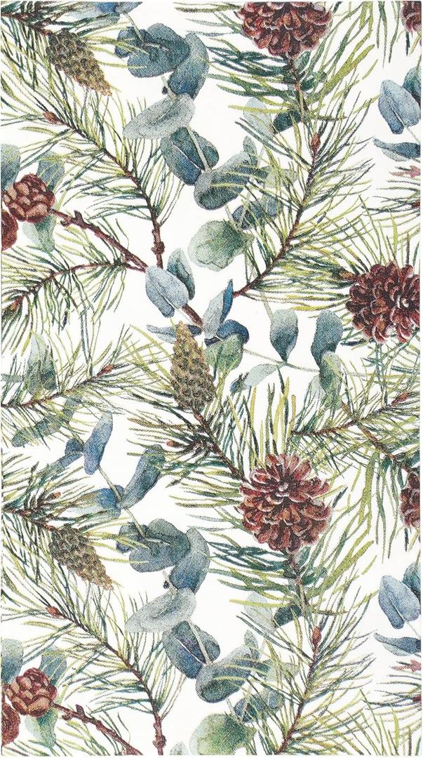 100 Christmas Party Napkins Winter Pine Branches Cones and Eucalyptus Disposable Paper Guest Napkin Watercolor Greenery Holiday Dinner Hand Towel for Party Supplies Table Decor (13 x 15.7inch)