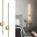 Battery Operated Modern Wall Sconces, Dimmable Wireless Wall Light Set of Two with Remote Control, 3 Color Temperatures, Rechargeable LED Wall Sconce for Bedroom, Living Room, Hallway, 39.3 Inch Brass