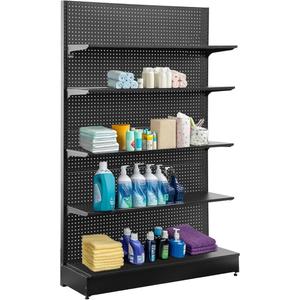 Eastern Tree Pegboard Display Stand, 4x6.5 Feet Gondola Retail Shelving Wall Display for Convenient Grocery Office Supply or Retail Stores, Standing Peg Board Display Rack with 30 Hooks, No 4 Shelves