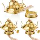 Hortsun 3 Pcs Oil Lamp Parts Burner Kerosene Brass Plated #2 Oil Lamp Chimney Holder Replacement Burner with 1 3/16" Diameter Threaded Base for Antique Hurricane Lantern (Gold)