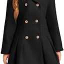 Haloumoning Girls Winter Dress Coat Button Peacoat Notch Lapel Double Breasted Outerwear with Pockets 140