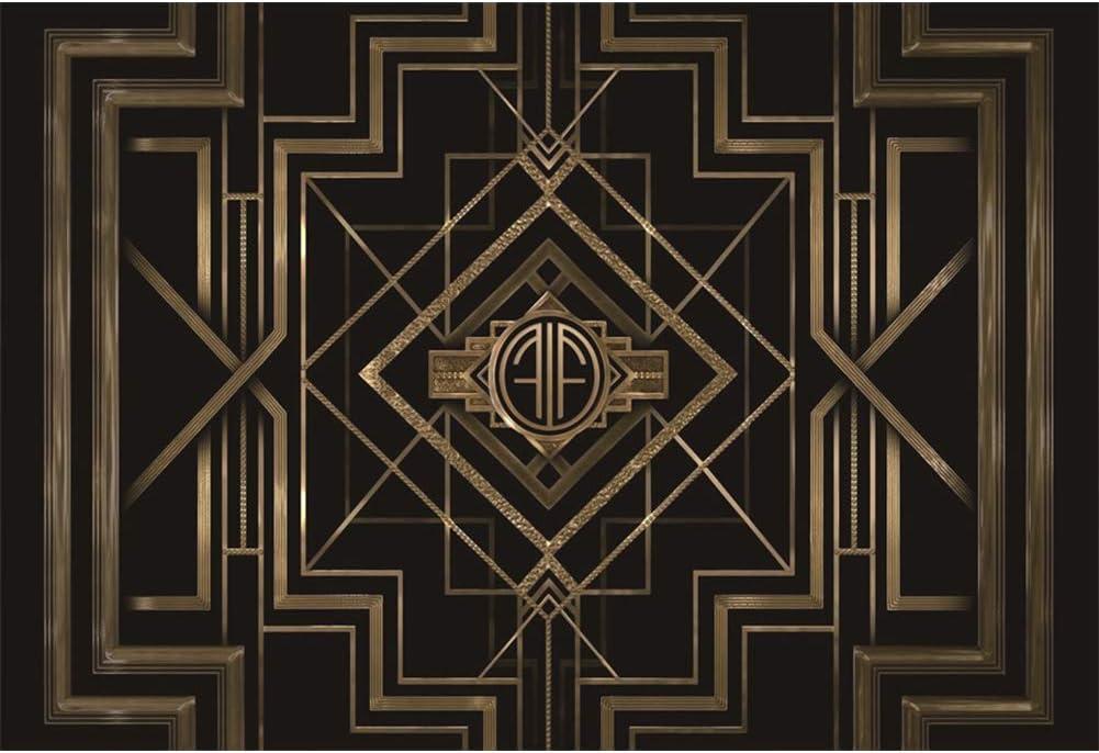Leyiyi 10x8ft Great Black and Gold Birthday Photography Backdrop Adults Children Party Black and Gold Golden Banner Photo Studio Booth Background Newborn Baby Shower Decoration