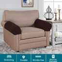 Turquoize Stretch Armrest Covers for Chairs and Sofas Couch Arm Covers for Sofa Spandex Jacquard Armrest Cover Anti-Slip Furniture Protector Washable Armchair Slipcovers for Recliner Set of 4, Brown
