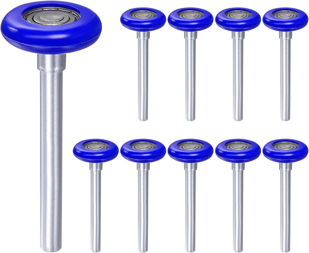 uxcell 10pcs 1.8" Nylon Garage Door Rollers for 2" Garage Track, 4.25" Stem Quiet Garage Door Wheels, 6200zz Precision Bearing 8 Balls, Blue