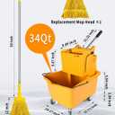 Mop Bucket with Wringer, 34-Quart Thickened Mop and Bucket Set