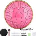 Steel Tongue Drum 12 Inch 15 Notes: Handpan Drums Set with Music Book Mallets Carry Bag - Hand Pan Instrument for Adults Musical Education Meditation Yoga (Pink)