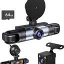 Dash Cam Front and Rear, 1080P Dash Camera for Cars, 4 Channel Car Camera (Front/Rear/Inside*2) with 64GB Card, Loop Recording, Night Vision, HDR, G-Sensor, Reversing Image Assist, Support 256 GB Max