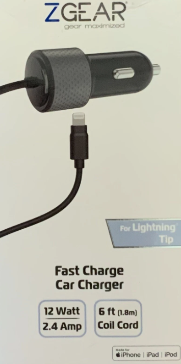 ZGEAR Fast Charge Car Charger For Apple Devices 12W 6 Feet