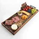 TIDITA Acacia Large Charcuterie Boards for Party with Cheese Knife Set of 4 – Acacia Wood Serving Tray with Handles, Long Charcuterie Board, Wooden Cheese Board (Walnut Color, 30 Inch)