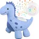 Baby Sleep Soother Cry Sensor Dinosaur Night Light Projector Baby Sound Machine Plush Stuffed Animal Toys for Boys Girls Pillow Ceiling for Toddler Lullabies & White Noise Sound