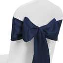 Navy Blue Chair Sashes 50 Pack Universal Satin Ribbon Knots Navy Blue Chair Bows for Party Wedding Reception Ceremony Baby Shower Banquet Decor