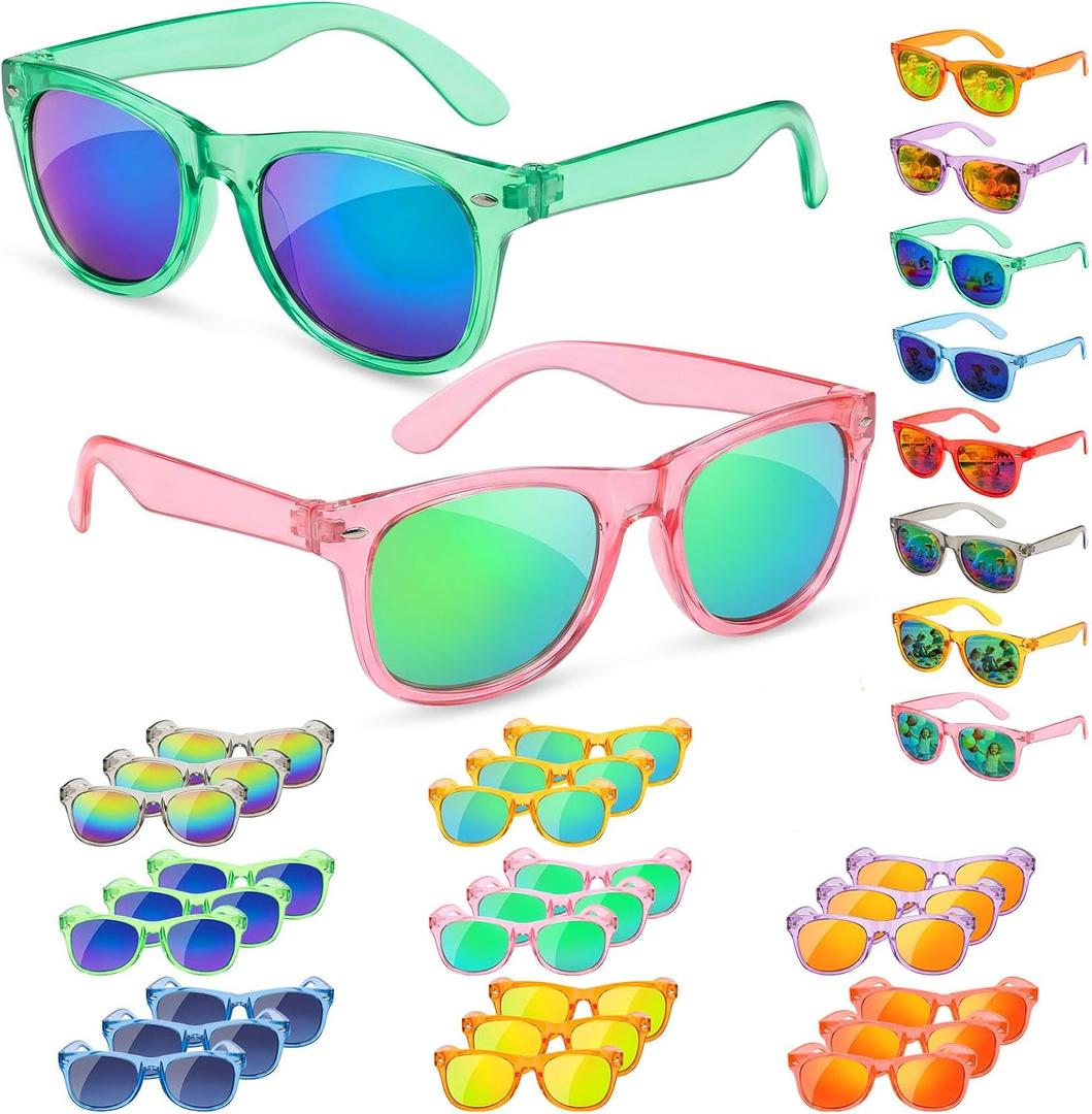 Froman Kids Sunglasses Bulk - Party Favors for Boys Girls Ages 3-8, Neon Colors with UV 400 Protection