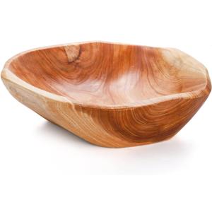 ZENFUN Natural Wood Fruit Bowl 7.8-9.5 Inch, Unique Root Dish Bowl, Fruit Snack Dish for Sandwich Bread Serving, Handmade Serving Bowl for Candy, Vintage Ring Dish, Serving Appetizer Display