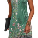 Disamer Beach Dresses for Women 2025 Vacation Swim Cover up V-Neck Summer Dress Button Down Sleeveless Boho Floral Sundress, Size L