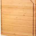 Zubebe Large Stove Cutting Board 20" x 20" Burner Cover Square Rv Chopping Board with Hole Grooved for Oven Apartment Kitchen(Bamboo)