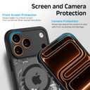 for iPhone 17 Pro Case, Black Floral Flower Pattern Case [Compatible with MagSafe] [Translucent Matte] Cute Slim Shockproof Protective Women Girls iPhone Case, White Flower