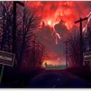 Red Horrors Forest Backdrop Sky Lightning Banner Background Birthday Backgrounds Party Home Decoration Photo Studio Props 82.68x59 in YUNHBDJ855