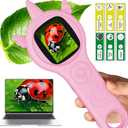 Daxiongmao Microscope for Kids, 4X Handheld Kids Microscope with 8 Adjustable LED Lights, 2'' LCD Screen Mini Portable Microscope for Kids 8-12Microscope for Kids, Pink, XWJ-355-PINK