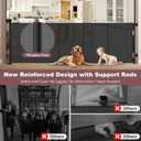 Reinforced 41" Extra Tall Retractable Baby Gates Extra Wide 100" Retractable Dog Gate with Support Rods, Indoor Extra Long Baby Gates for Large Openings Outdoor Retractable Gate Tall Dog Gate, Black